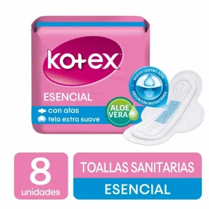 Toallas Protectoras Kotex Esencial Con Alas x8Und