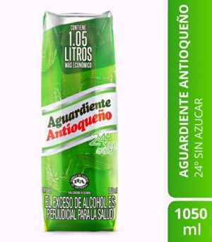 Aguardiente Antioqueño Verde 24°. Sin Azúcar x1050ml